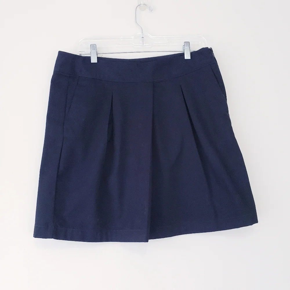 Lands End Black Pleated Uniform Skirt Top Of Knee Womens Size 8